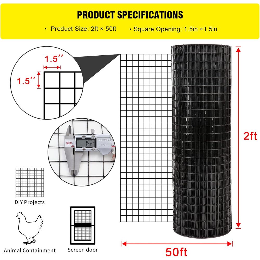 24 x 50 1.5 16 Gauge Black Vin - Home Improvement Fence 评论和价格